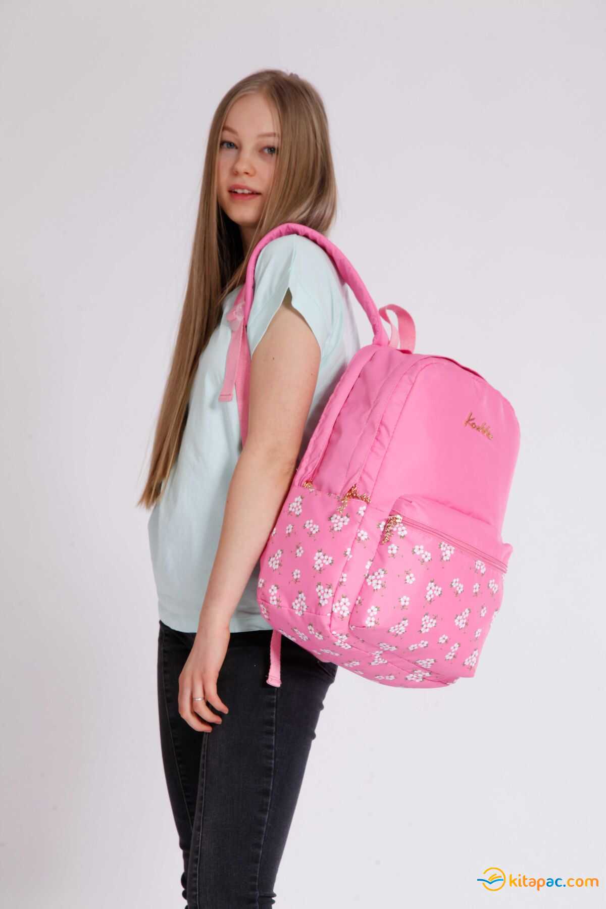 Kaukko Soft Floral Sırt Çantası Pembe